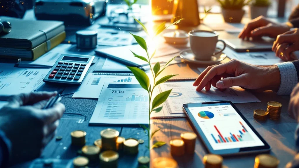 Split-screen vergelijking traditionele financiering versus moderne shortlease oplossingen met auto's en digitale grafieken